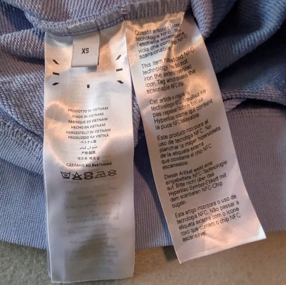 Alexander McQueen McQ Womens Cropped Hoodie Sweatshirt Light Blue Black Sz XS - Picture 12 of 13